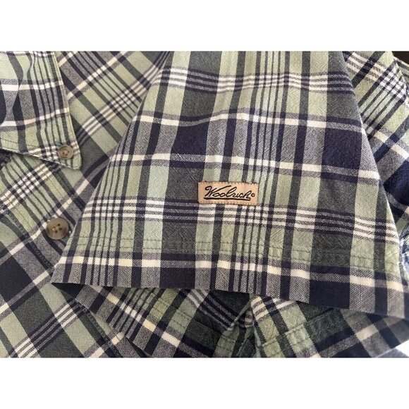 Vintage WOOLRICH Short Sleeve Oxford Shirt Mens Size Large Green Plaid - Picture 7 of 7